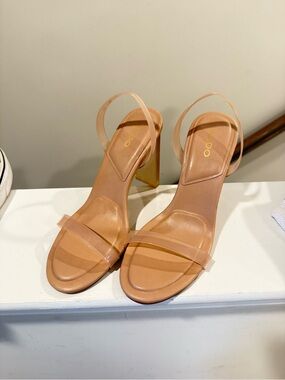 Aldo Tan Clear-Strap Block Heel Sandals